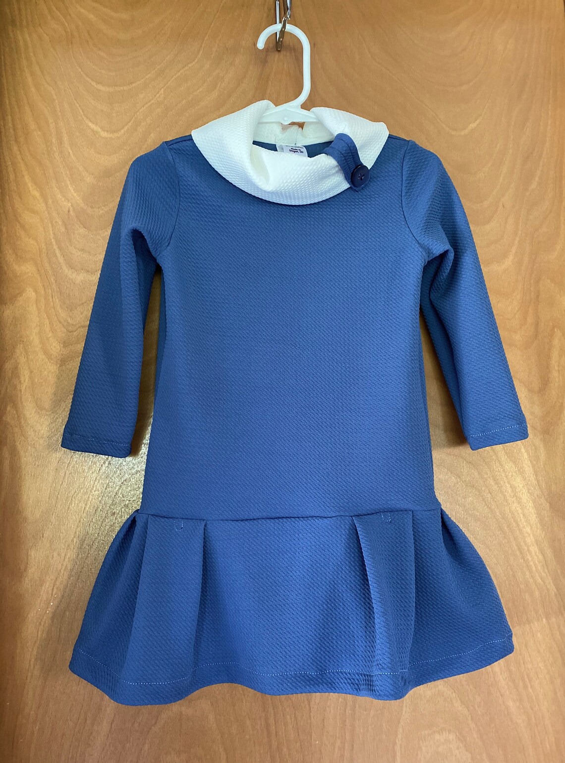 Toddler Girls Blue Knit Dress Blue Dress With Cowl Neck Etsy