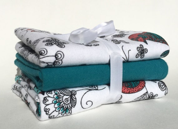 Flannel Burp Cloth Set - Baby Burp Cloth - Baby Girl Burp Cloth - Burp Rag With Birds - Gifts for Baby Il_570xn