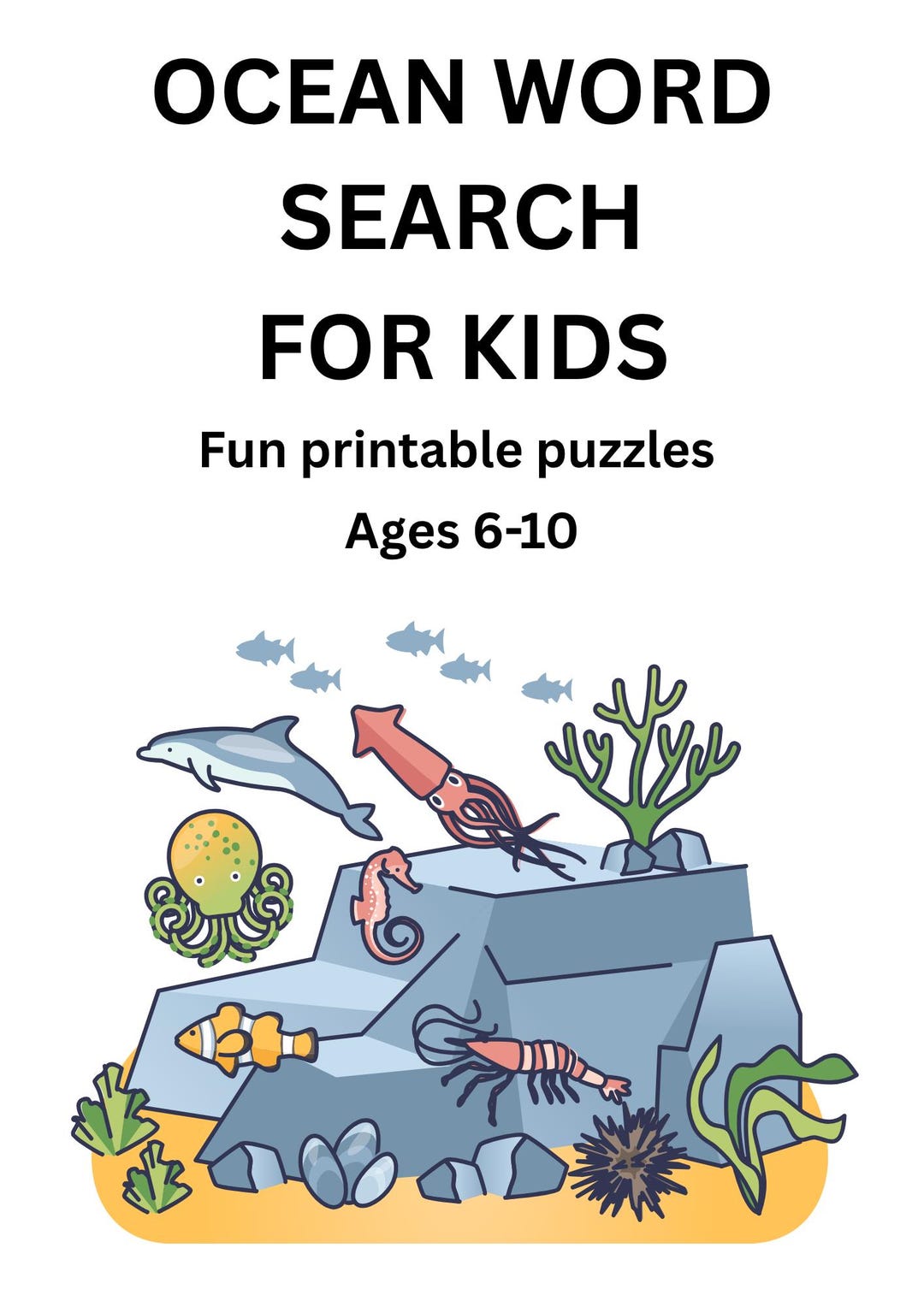 Ocean Word Search for Kids Printable - Etsy