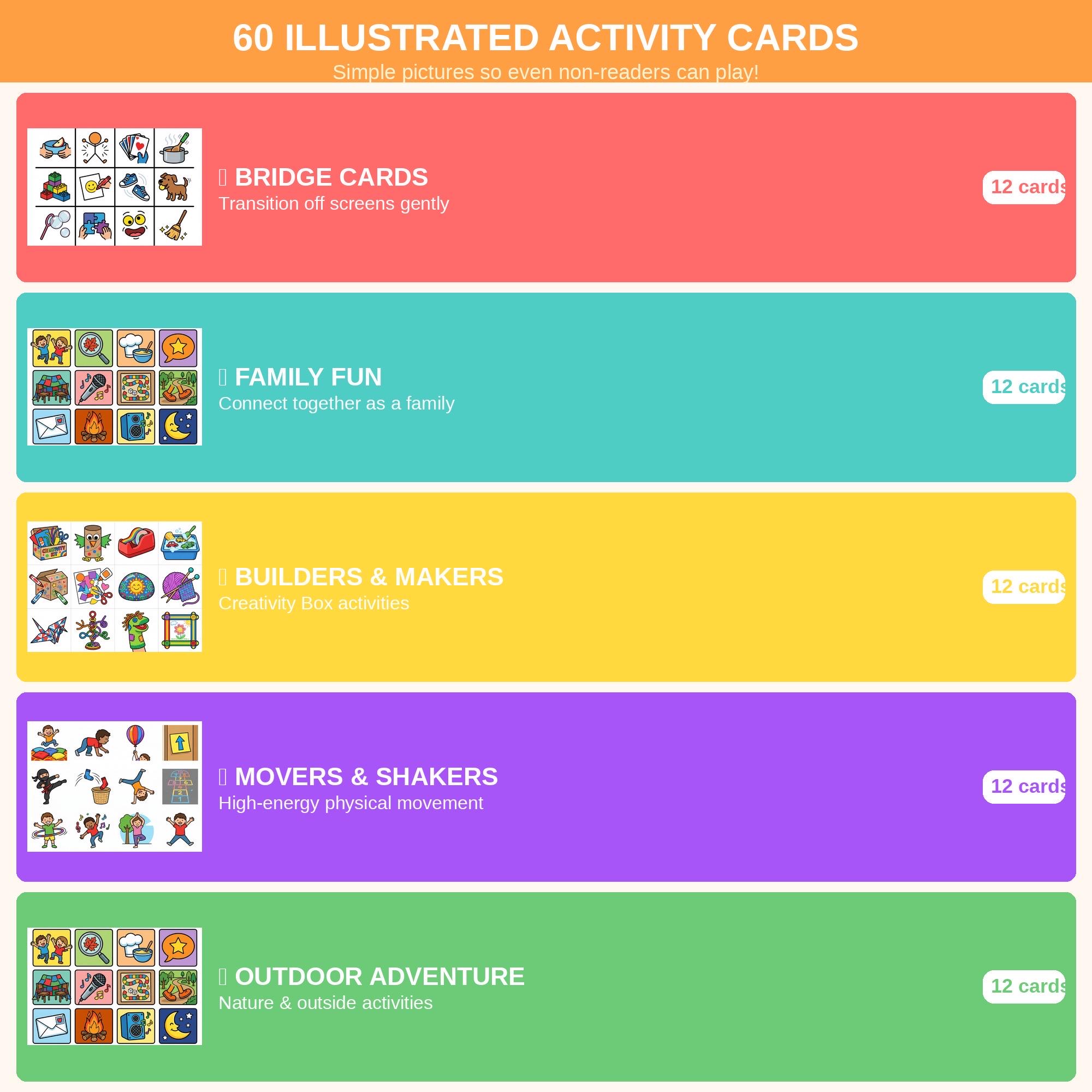Activity Card Inwebsite 24-hour Screen Free Kids Activity Cards | Positive Parenting Family ...