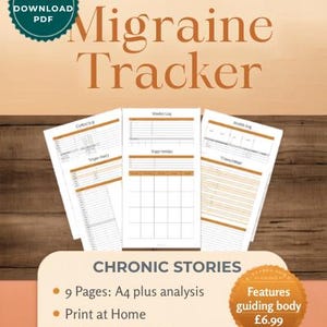 Diário para Rastreamento de Enxaqueca (Imprimir) | Análise de Gatilhos, Registro de Medicamentos (Download em PDF)