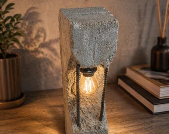 Lámpara de hormigón hecha a mano: pieza única.