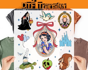 Disney Snow White DTF Heat Transfer, Princess Matching Evil Queen Ready To Press, Iron-On