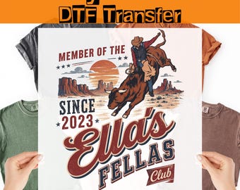 Ella's Fellas Club DTF Transferencia, Western Cowboy Miembro del Ella Fella Club Listo para Prensa,
