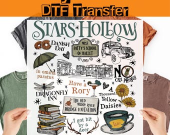 Transferencia térmica Stars Hollow DTF, Café Luke's Diner listo para planchar, Vinilo termoadhesivo del Festival de Otoño,