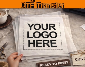 Transferencia térmica DTF con logotipo personalizado, prendas de vestir comerciales listas para planchar, su logotipo termoadhesivo