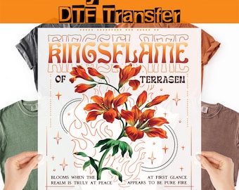 Transferencia térmica DTF de flores Kingsflame de Trono de Cristal, TOG Terrasen Galathynius listo para planchar, Bookish termoadhesivo,