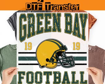 Fan retro de Green Bay listo para imprimir, regalo vintage para aficionados al fútbol americano, transferencia DTF