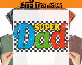 Transferencia Retro Super Papá DTF, Papá con Tablero de Ajedrez Vintage Listo para Imprimir, Transferencias para el Día del Padre