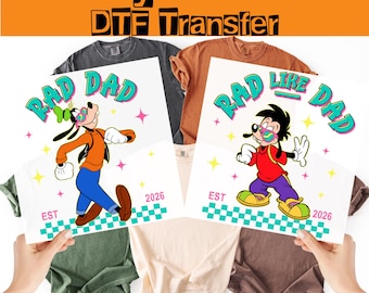 Disney Rad Dad And Son DTF Transferencia, Disneyland Goofy And Max Listos para Prensa,