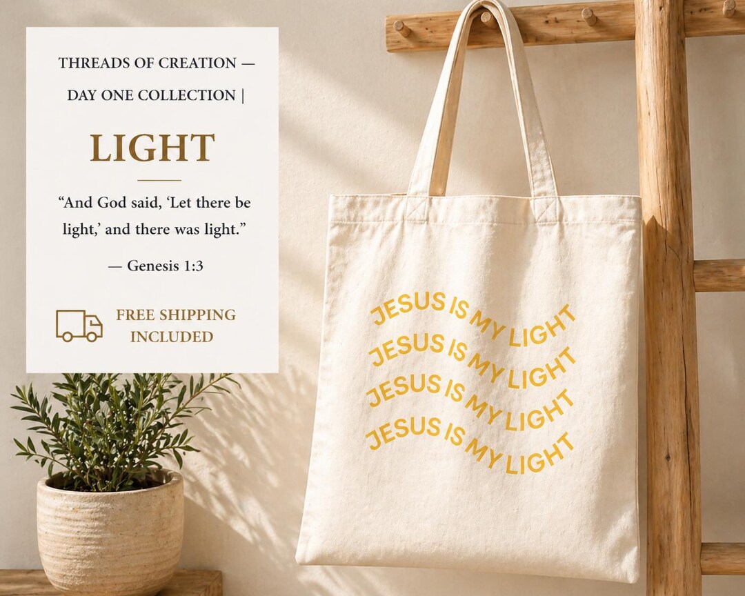 Threads For Jesus Tote Bag | Threads of Creation Day One Collection | Jesus is My Light ...