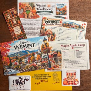 Vermont Travel Letter | Word Game | Letter | Bookmark | US Travel | Calendar | Mail Club | Postcard l Stationery l Scrapbook I Sticker image 1