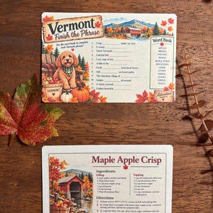 Vermont Travel Letter | Word Game | Letter | Bookmark | US Travel | Calendar | Mail Club | Postcard l Stationery l Scrapbook I Sticker image 4