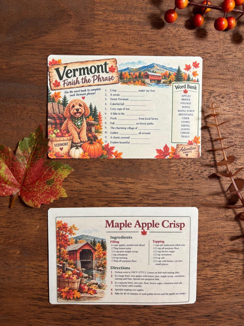 Vermont Travel Letter | Word Game | Letter | Bookmark | US Travel | Calendar | Mail Club | Postcard l Stationery l Scrapbook I Sticker image 4