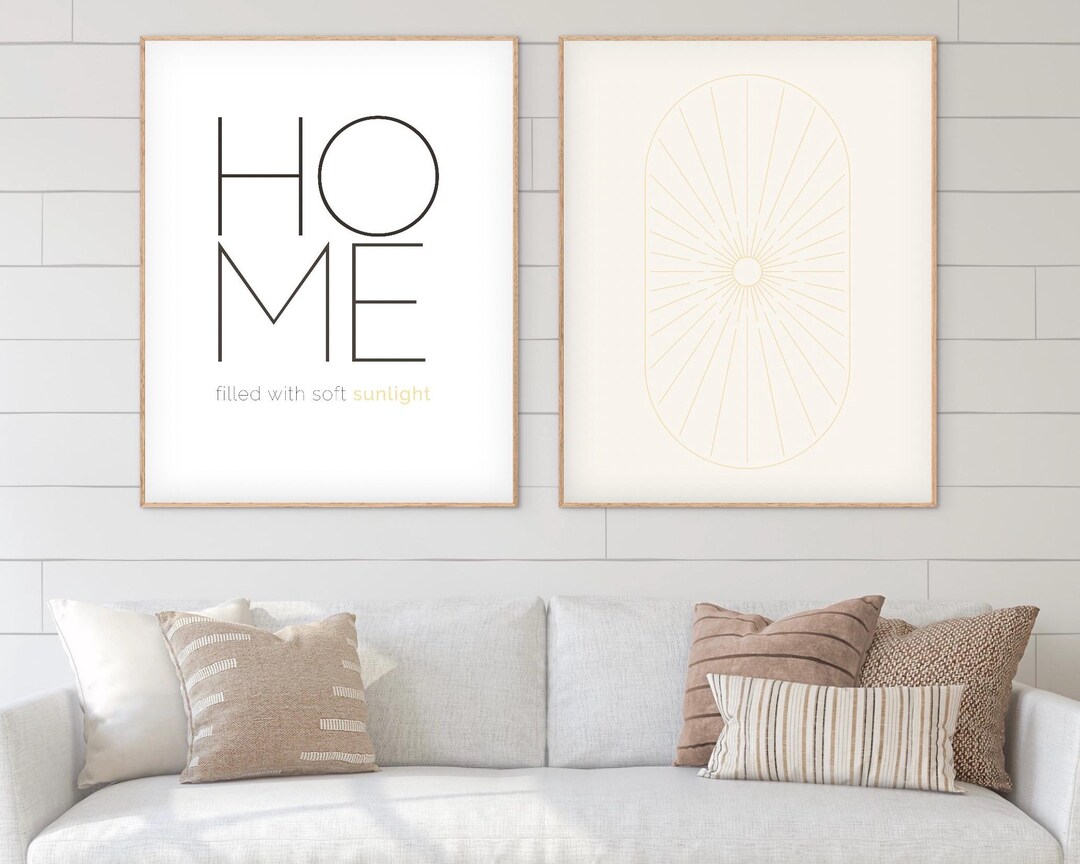 Minimalist Home Wall Art Set of 2, Neutral Line Art Prints, Cozy Living ...