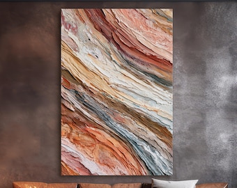 Southwest Abstract Wall Art, Terracotta Textured Canvas Print, Canyon Inspired Modern Artwork, Desert Luxury Home Decor