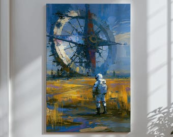 Lienzo decorativo de explorador para pared, decoración de aventuras de astronautas, obra de arte de brújula gigante, regalo para soñadores, decoración de pared para la biblioteca del hogar.