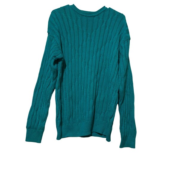 Gant, Vintage Gant Salty Dog Teal Cable Knit Cotton Crewneck Sweater XL