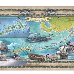 Florida Gift, Coastal Gift, Beach House Gift, Florida Keys, Florida Keys Art, Florida Water, Florida Map, Coastal Map, Dolphin Art