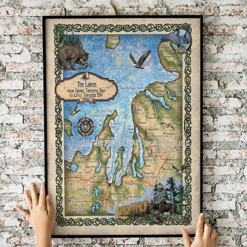Test Sample Michigan Map, Michigan Art, Michigan Gift, Michigan Lake