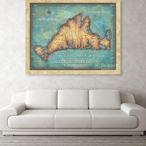 Custom Martha&#39;s Vineyard, 24x36&quot; hand-painted map with cartographic Modifications