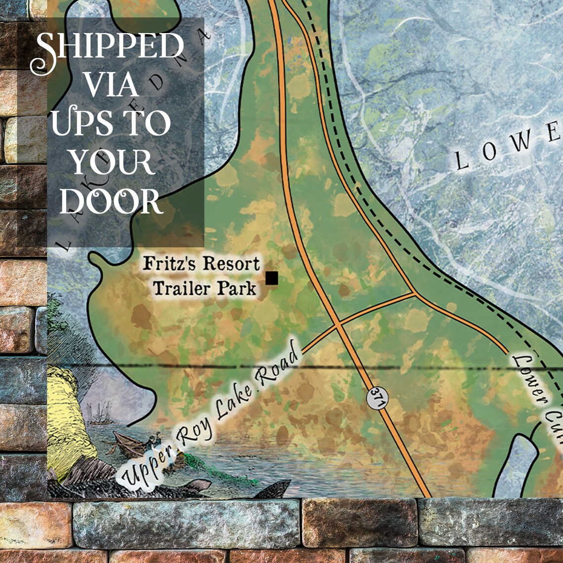 Minnesota Lower Cullen Lake Map Art Map Art on Wood or Metal Etsy