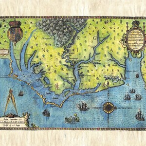 outer banks map, outer banks, North Carolina art, outer banks art, outer banks gift, outer banks coastal Map Art Print Poster Wall Art Decor