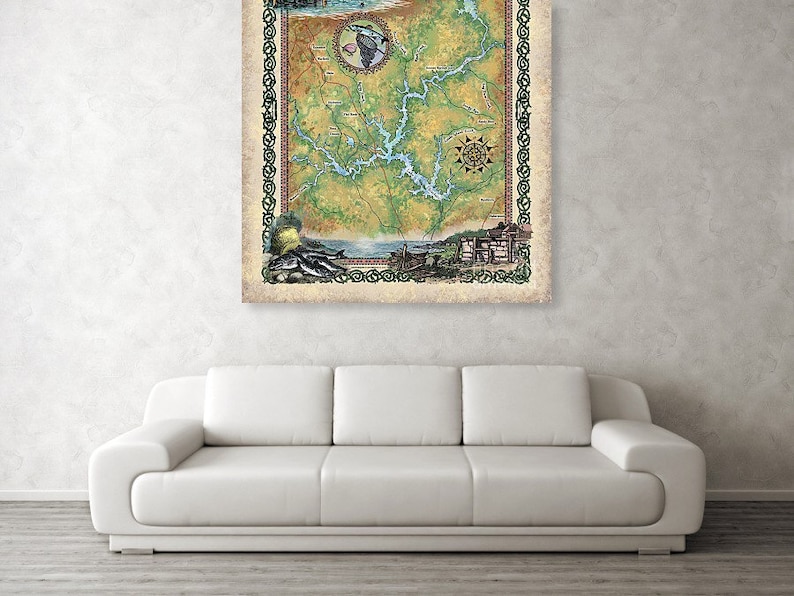 Lake Sinclair, sinclair lake, lake sinclair map, old maps georgia, wall art, sinclair cabin decor, large wall map art, lake gift, lake house image 2