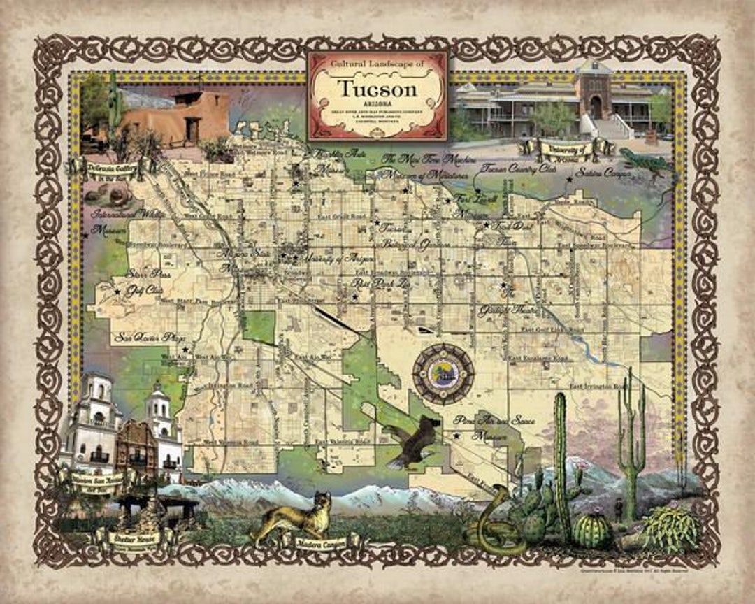 Tucson, TUCSON MAP, Tucson Poster, Tucson Gift, Southwestern Decor