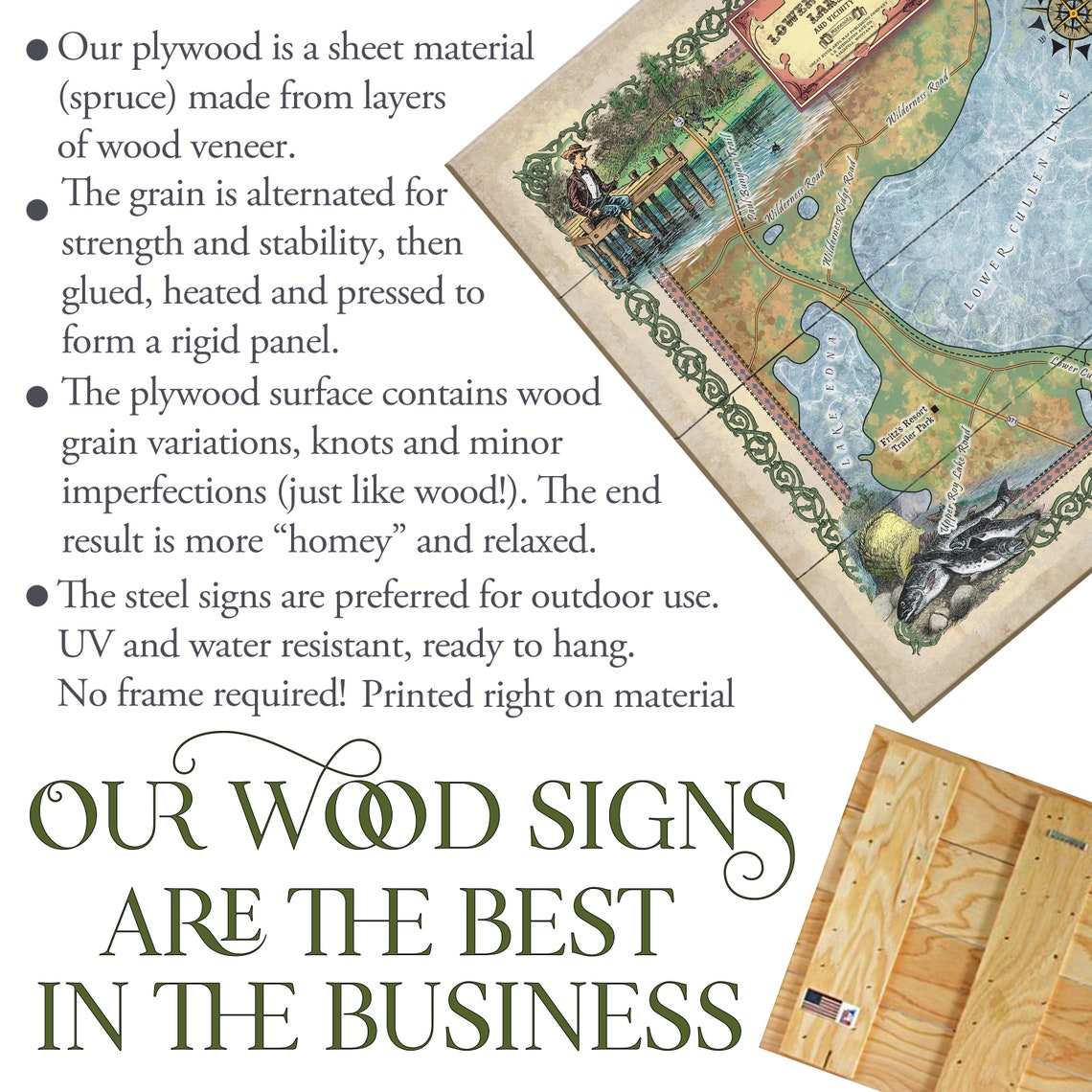 Minnesota Lower Cullen Lake Map Art Map Art on Wood or Metal Etsy