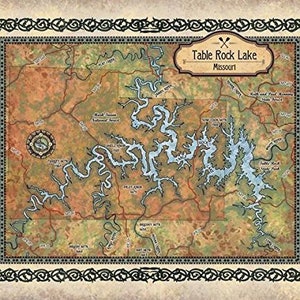 Table Rock Lake, Table Rock lake art, table rock lake map, map table rock lake, art table rock lake, table rock lake MO, lake art, lake map