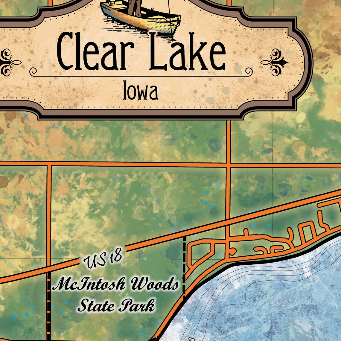 Clear Lake Custom Iowa Map Custom Map Art Blanket Double - Etsy