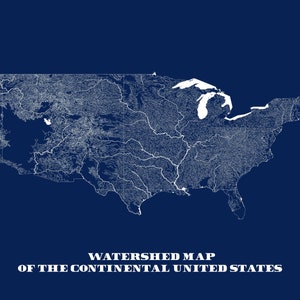 waterways map of united states, united states map, rivers, map gifts, traveler gifts, fishing gifts, old map, us map, river map, watershed