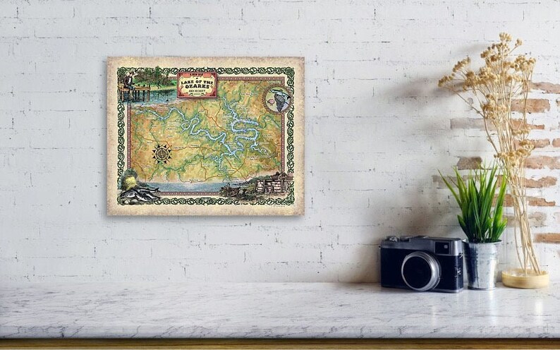 Hiker Gift Ozark map Missouri Map Lake Map Lake Prints lake life Missouri State lake art Lake Gift Ozarks lake of the ozarks Map