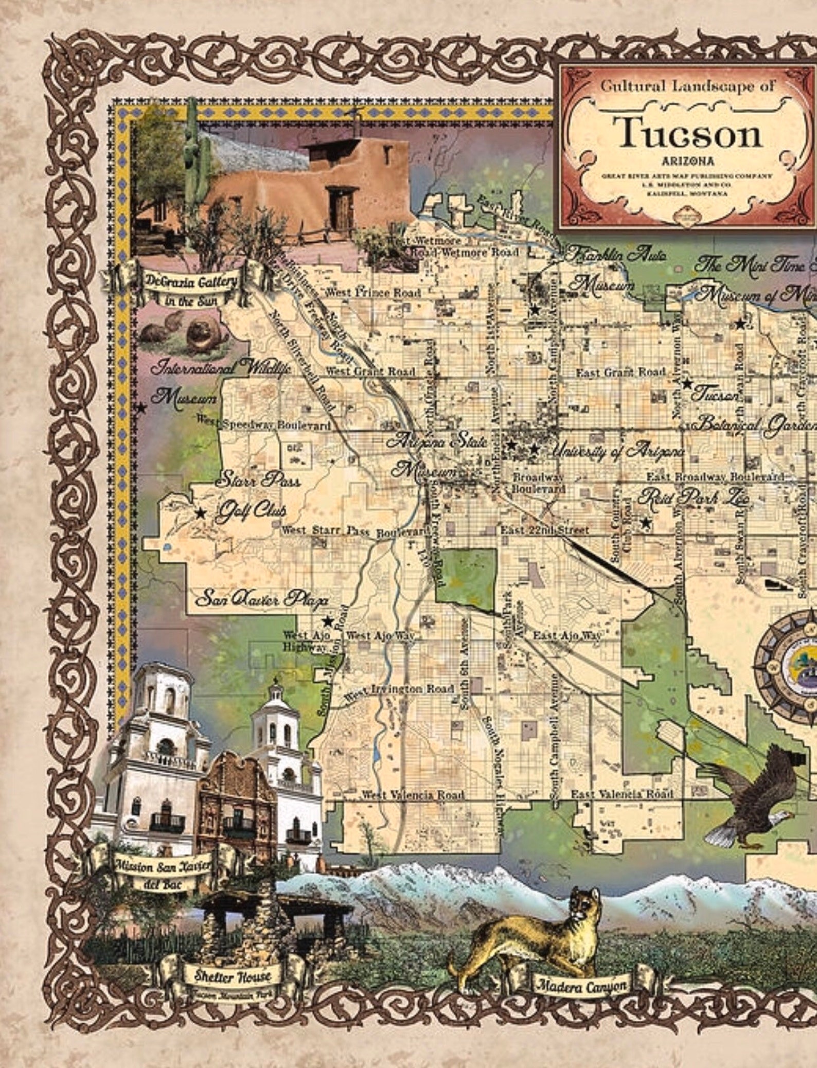 Tucson TUCSON MAP Tucson Poster Tucson Gift Southwestern - Etsy