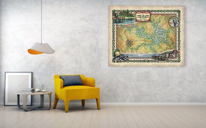 Hiker Gift Ozark map Missouri Map Lake Map Lake Prints lake life Missouri State lake art Lake Gift Ozarks lake of the ozarks Map