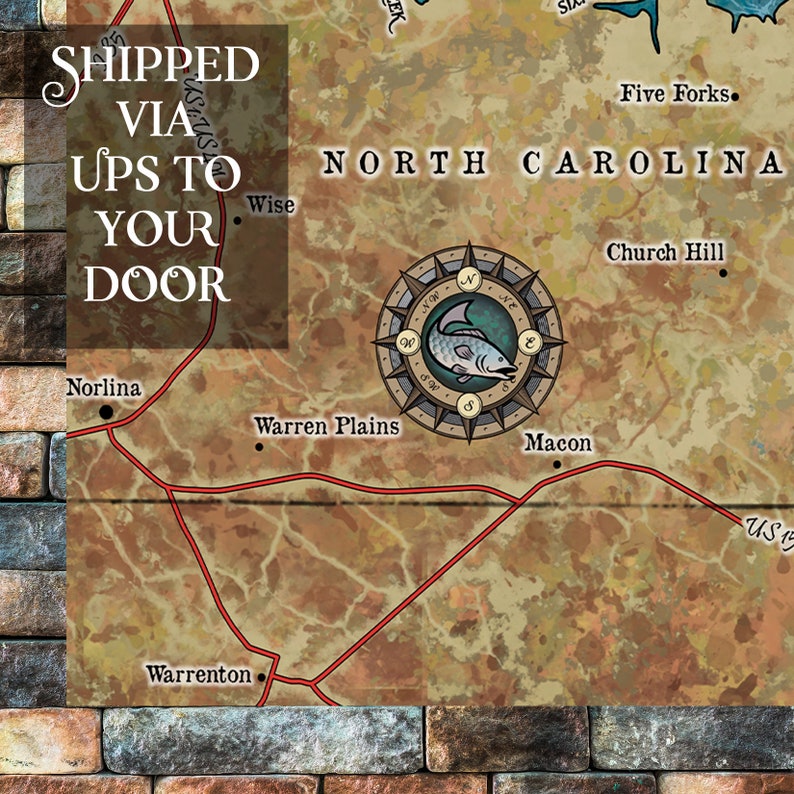 Lake Gaston Map North Carolina Lake House Art