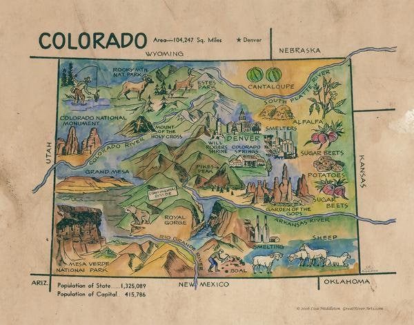 154 Kid's Map of Colorado 11x17