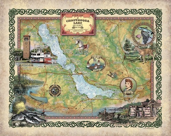 Chautauqua Lake New York Antique Map Art Blanket Throw Soft Polar/ Silky/ Sherpa Fleece Vintage Blanket For Bed Sofa Couch Gift & Travel