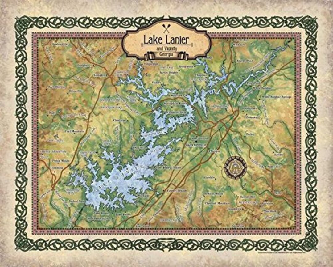 Lake Lanier Lake Lanier Lake Maps Lake House Etsy