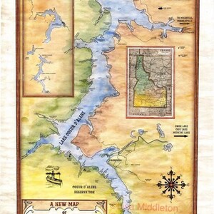 Coeur D Alene Map 65 A New Map Of Lake Coeur D'alene Idaho 11X14 | Etsy