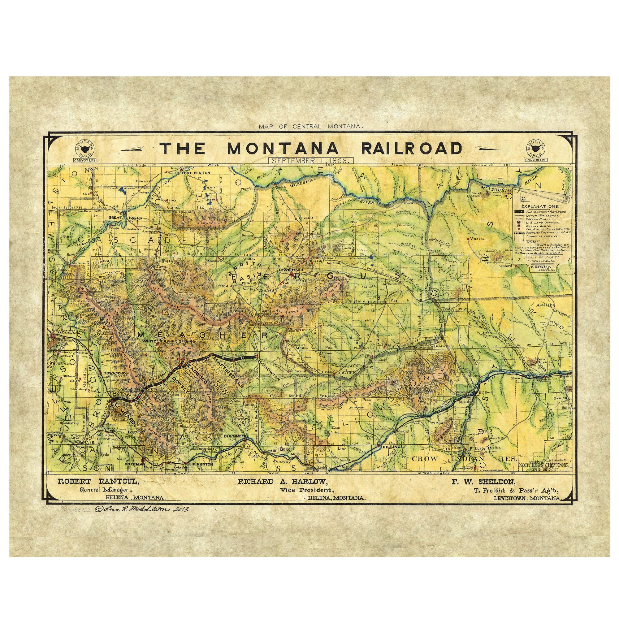 Montana Historic Railroad Map Montana Railroad Harlowtown Historic Map Art Print Poster | Etsy India