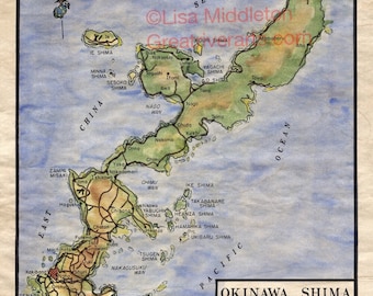 Okinawa Japan Map - Etsy