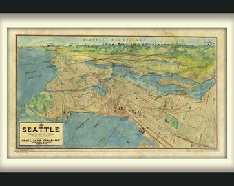 Seattle skyline, skyline seattle, seattle, seattle map, map seattle, vintage seattle map, old seattle map, seattle vintage map, seattle p