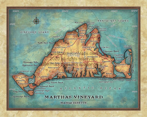 Martha S Vineyard Zip Code Map Marthas Vineyard Map Marthas Vineyard Art Massachusetts | Etsy Denmark