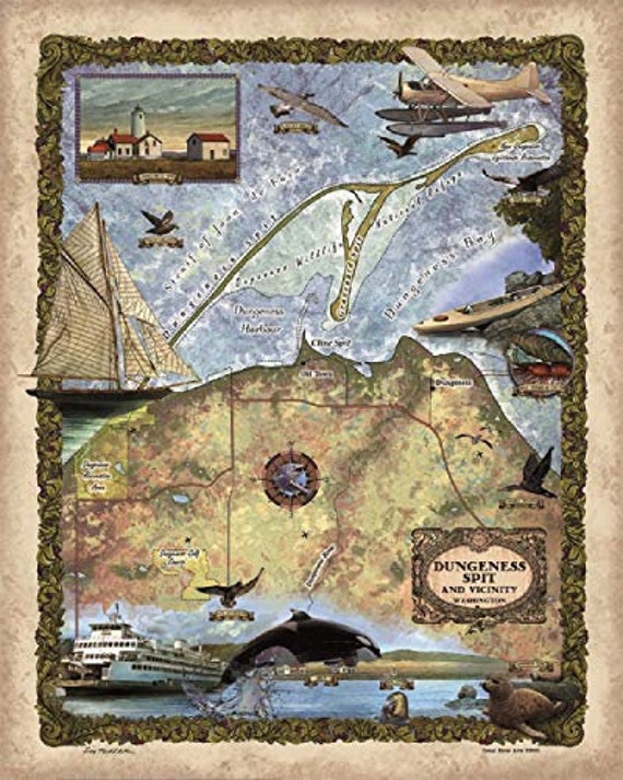 Dungeness Spit Map Art Print Poster Souvenir Artwork Vintage Wall Decor for  Great Home, Office, Classroom & Gift - Etsy