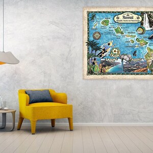 Hawaii Gift, Surfing Gift, Beach House Gift, Hawaii Map, Hawaii Art, Surfing Print, Surfing Decor, Surfing Art, Hawaii Print Wall Art image 4