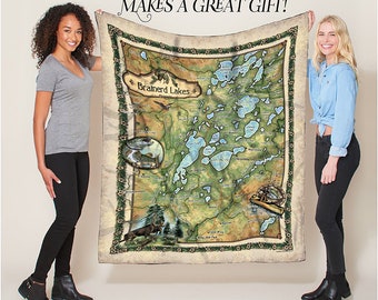 Brainerd Lakes Minnesota Sherpa Fleece Blanket Double Stitched Edges Cozy Luxury Fluffy Super Soft 430 GSM Polyester Throw Blanket