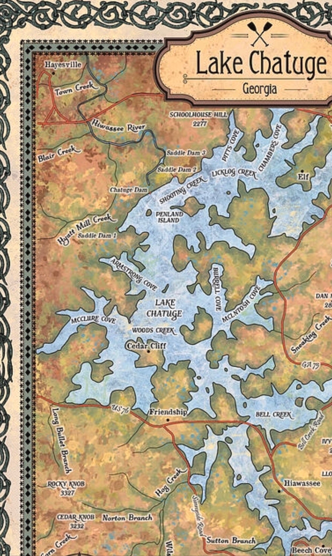 Lake Chatuge lake chatuge map Lake Chatuge Etsy