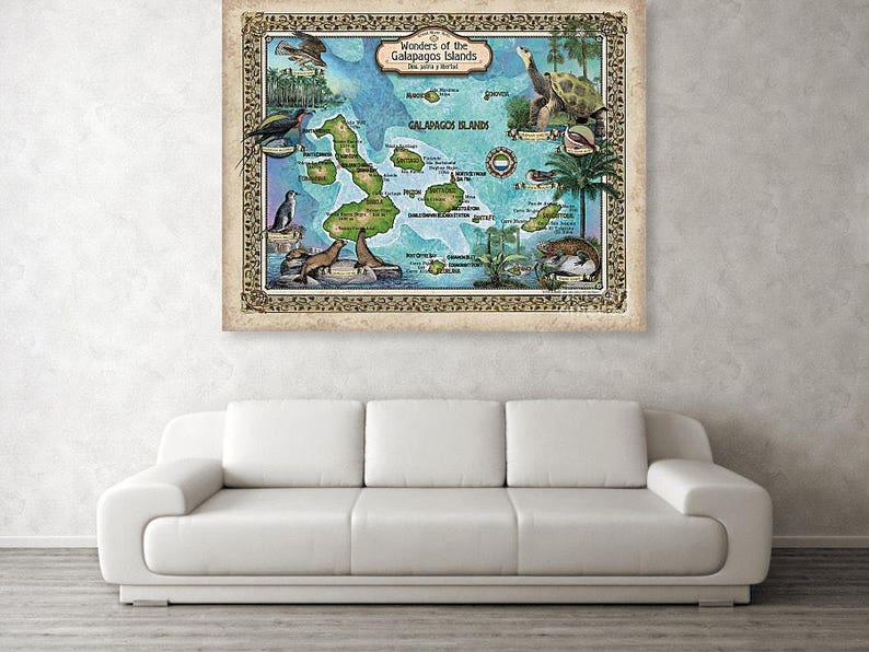 Galapagos map Galápagos Islands poster, World Travel Map, World Travel Decor, World Traveler, Traveler gift, Cartography gift tropical art image 3